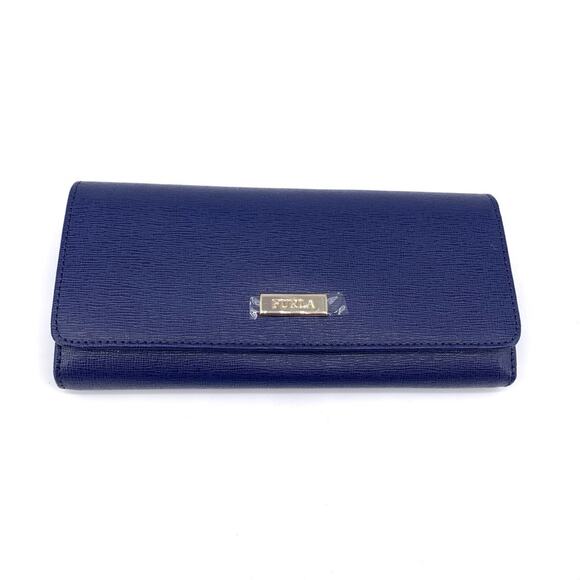 NWT FURLA Classic XL Bifold Wallet Navy Blue - Picture 1 of 10